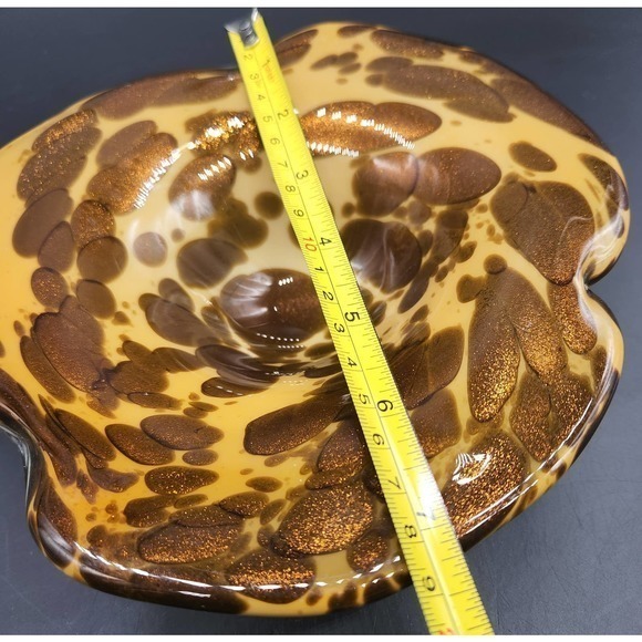 Beautiful Tortoise Shell Blown Glass Bowl Gold and Brown appox 7"…‎ - Picture 4 of 6